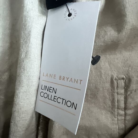 Lane Bryant Wide Leg Linen Blend Pants 18 khaki tan elastic pants $69.95 NWT - Picture 9 of 12